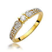 Inel Aur 9K cu Diamante Naturale 0.13 ct