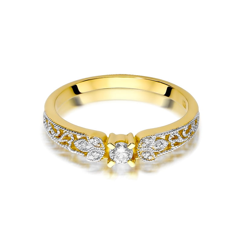 Inel Aur 9K cu Diamante Naturale 0.13 ct