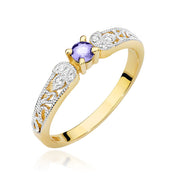Inel Aur 9K cu Tanzanit 0.15 ct si Diamante Naturale 0.03 ct