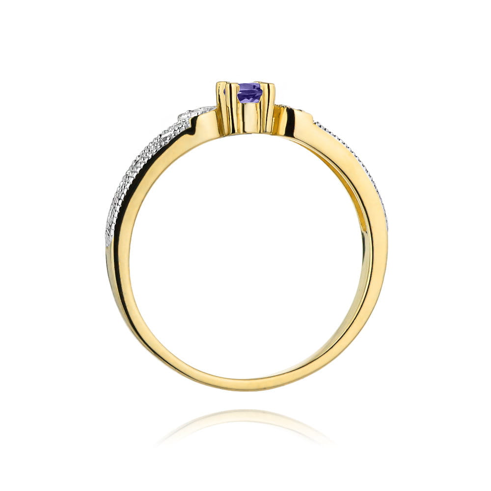 Inel Aur 9K cu Tanzanit 0.15 ct si Diamante Naturale 0.03 ct