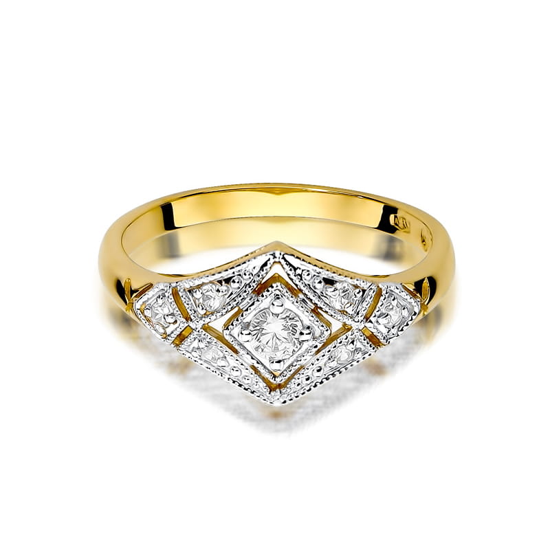 Inel Aur 9K cu Diamante Naturale 0.19 ct