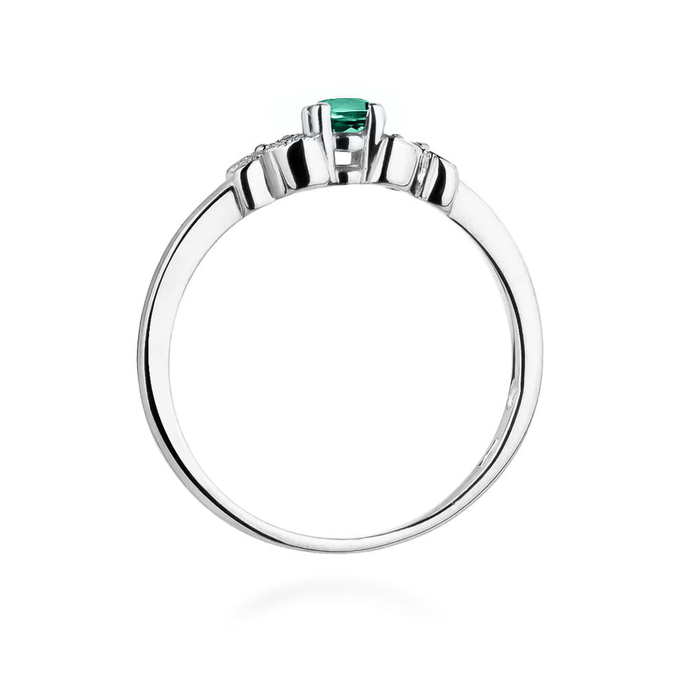Inel Aur 9K cu Smarald 0.15 ct si Diamante Naturale 0.02 ct