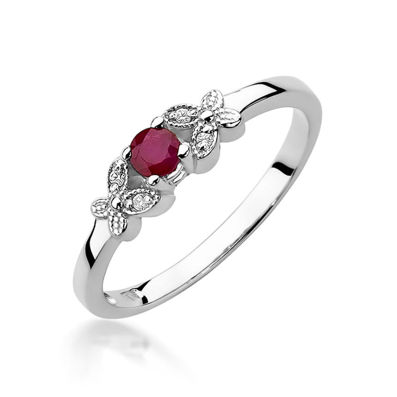 Inel Aur 9K cu Rubin 0.15 ct si Diamante Naturale 0.02 ct