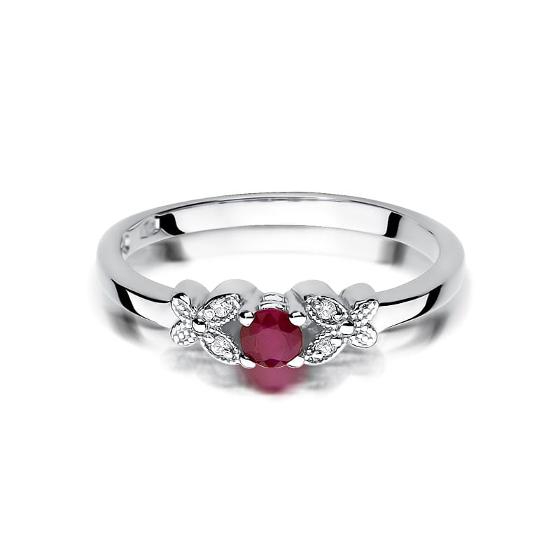 Inel Aur 9K cu Rubin 0.15 ct si Diamante Naturale 0.02 ct