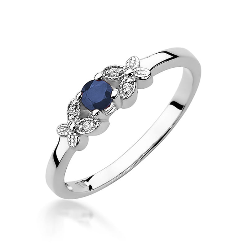 Inel Aur 9K cu Safir 0.15 ct si Diamante Naturale 0.02 ct