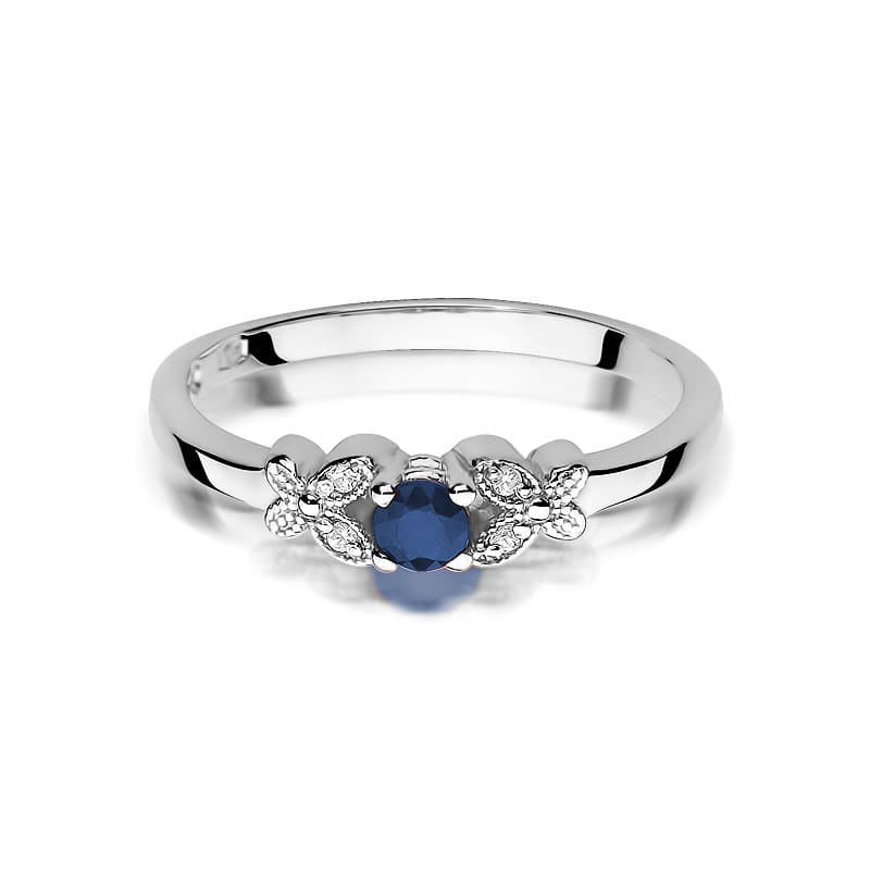 Inel Aur 9K cu Safir 0.15 ct si Diamante Naturale 0.02 ct