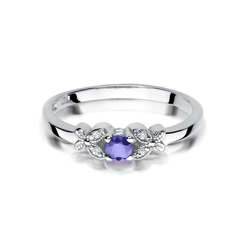 Inel Aur 9K cu Tanzanit 0.15 ct si Diamante Naturale 0.02 ct