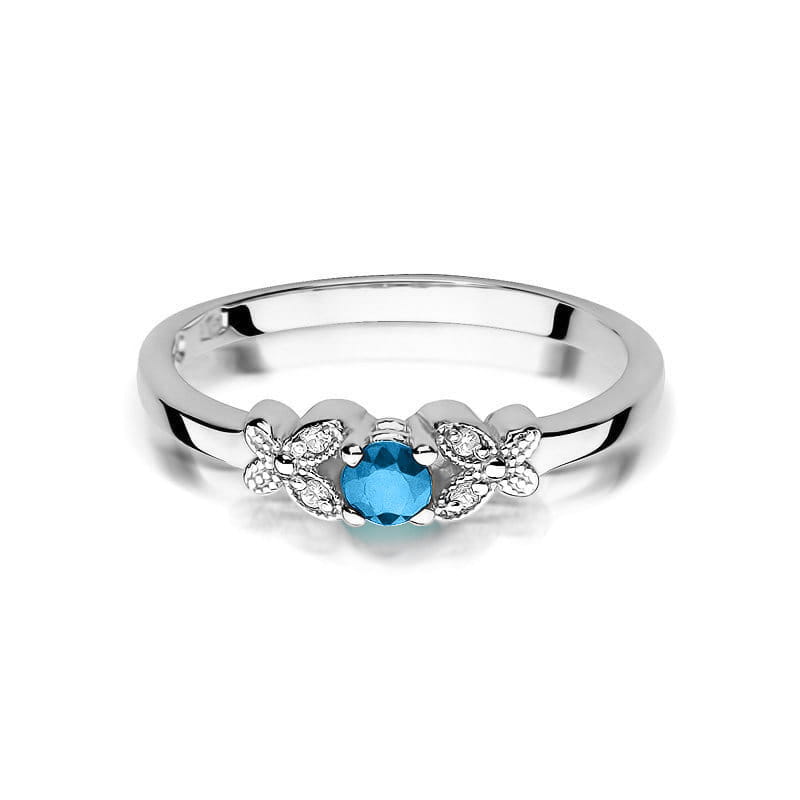 Inel Aur 9K cu Topaz Swiss 0.15 ct si Diamante Naturale 0.02 ct