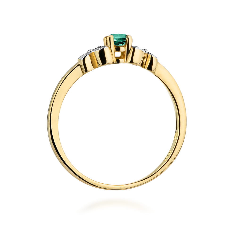 Inel Aur 9K cu Smarald 0.15 ct si Diamante Naturale 0.02 ct