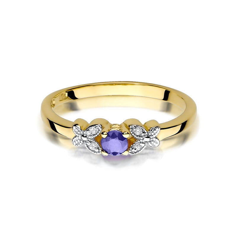 Inel Aur 9K cu Tanzanit 0.15 ct si Diamante Naturale 0.02 ct