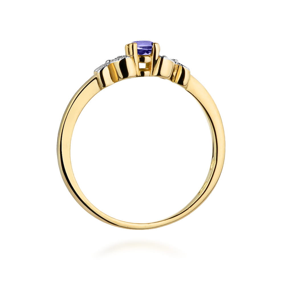 Inel Aur 9K cu Tanzanit 0.15 ct si Diamante Naturale 0.02 ct