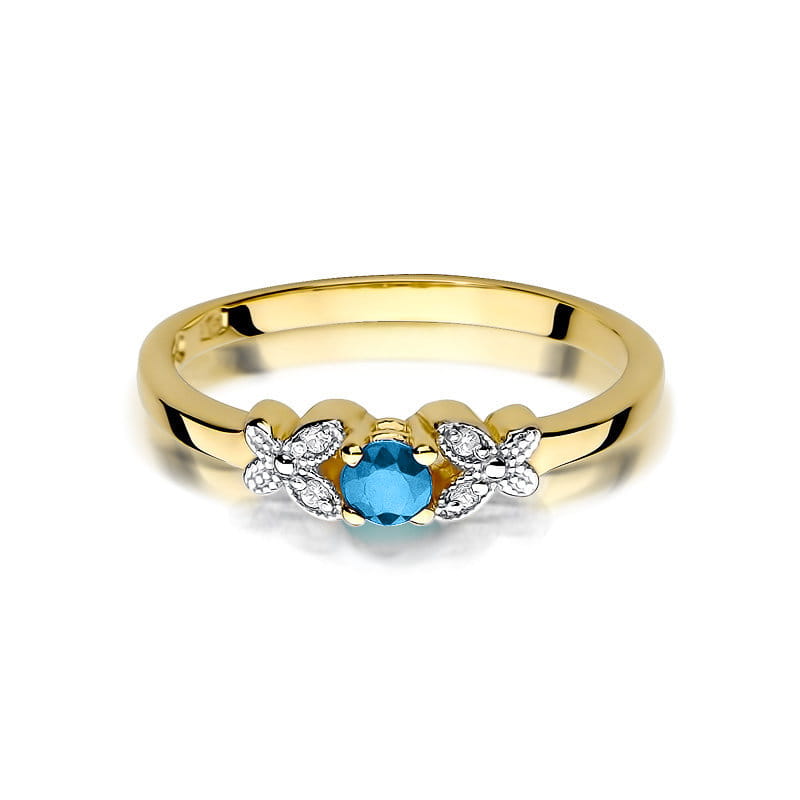 Inel Aur 9K cu Topaz Swiss 0.15 ct si Diamante Naturale 0.02 ct