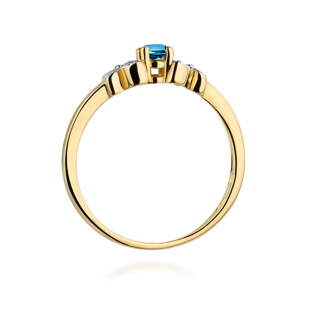 Inel Aur 9K cu Topaz Swiss 0.15 ct si Diamante Naturale 0.02 ct