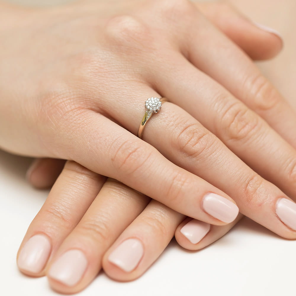 Inel Aur 9K cu Diamante Naturale 0.11 ct