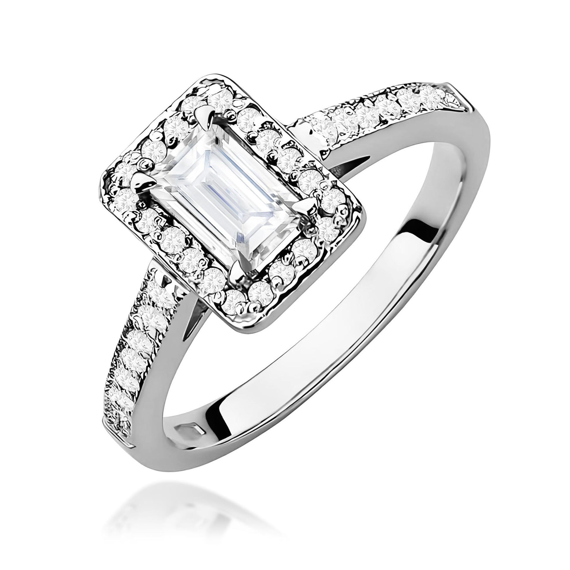 Inel Aur 14K Diamant Cultivat în Laborator 0,60ct Emerald