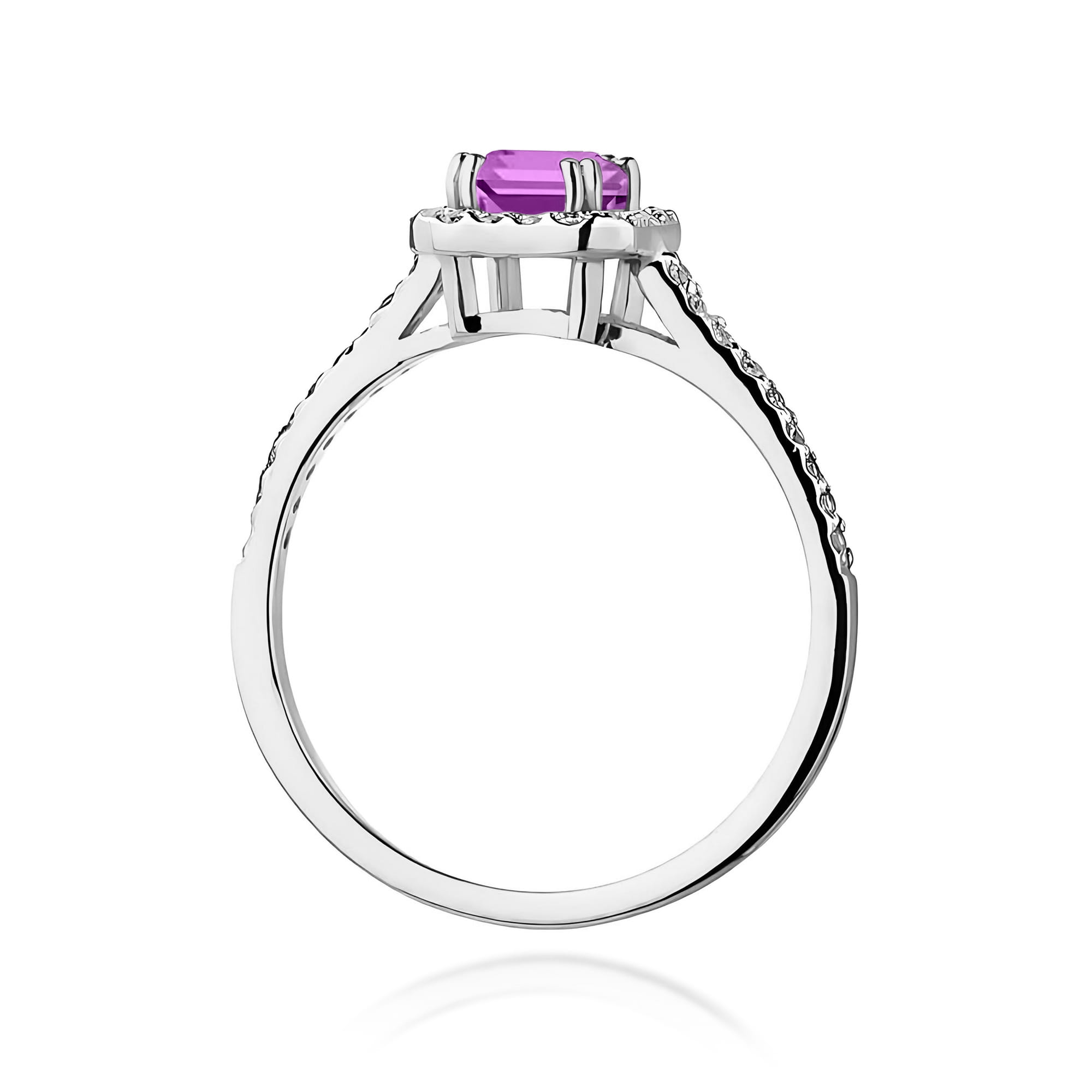 Inel Aur 9K cu Ametist 0.50 ct si Diamante Naturale 0.22 ct