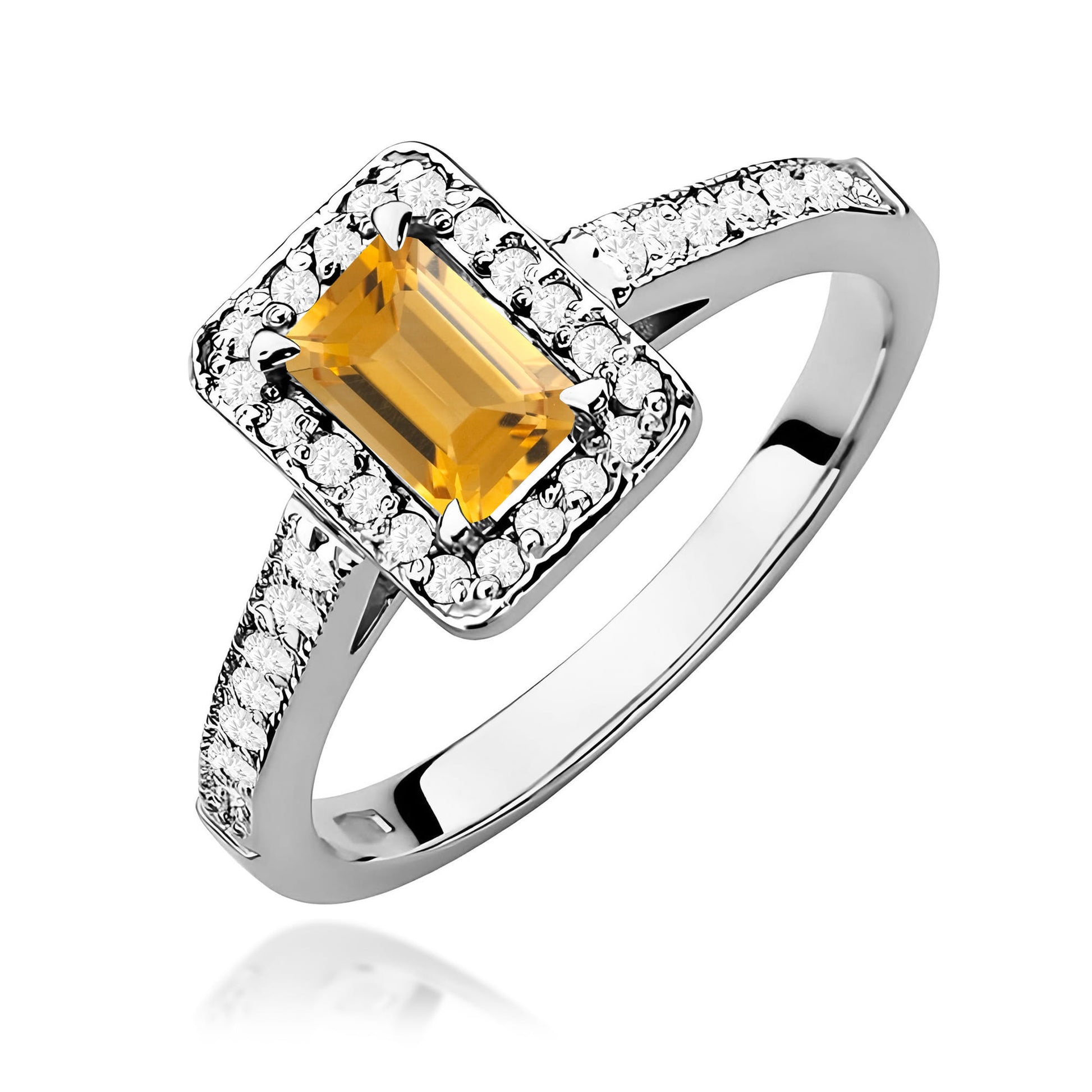 Inel Aur 9K cu Citrin 0.60 ct si Diamante Naturale 0.22 ct