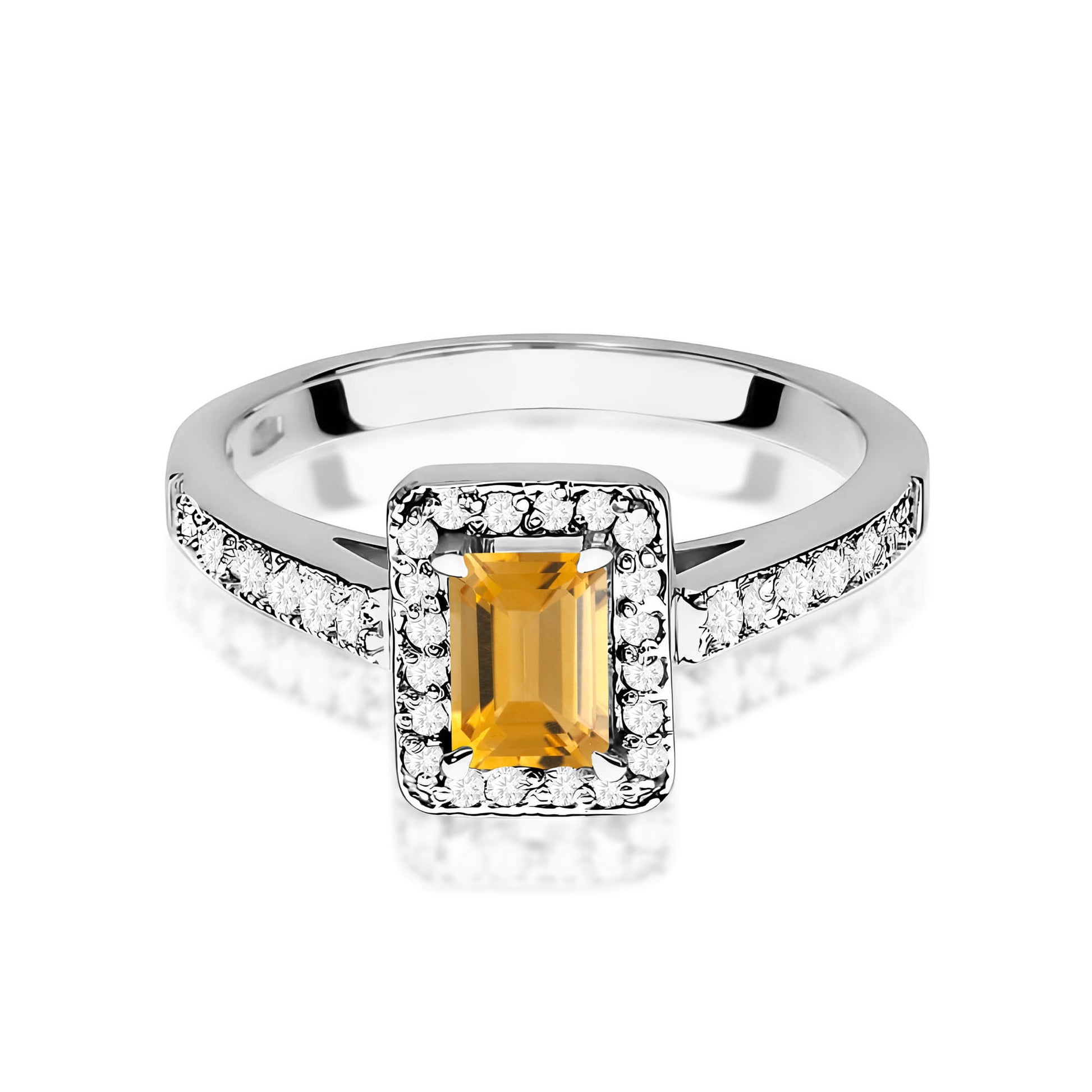 Inel Aur 9K cu Citrin 0.60 ct si Diamante Naturale 0.22 ct