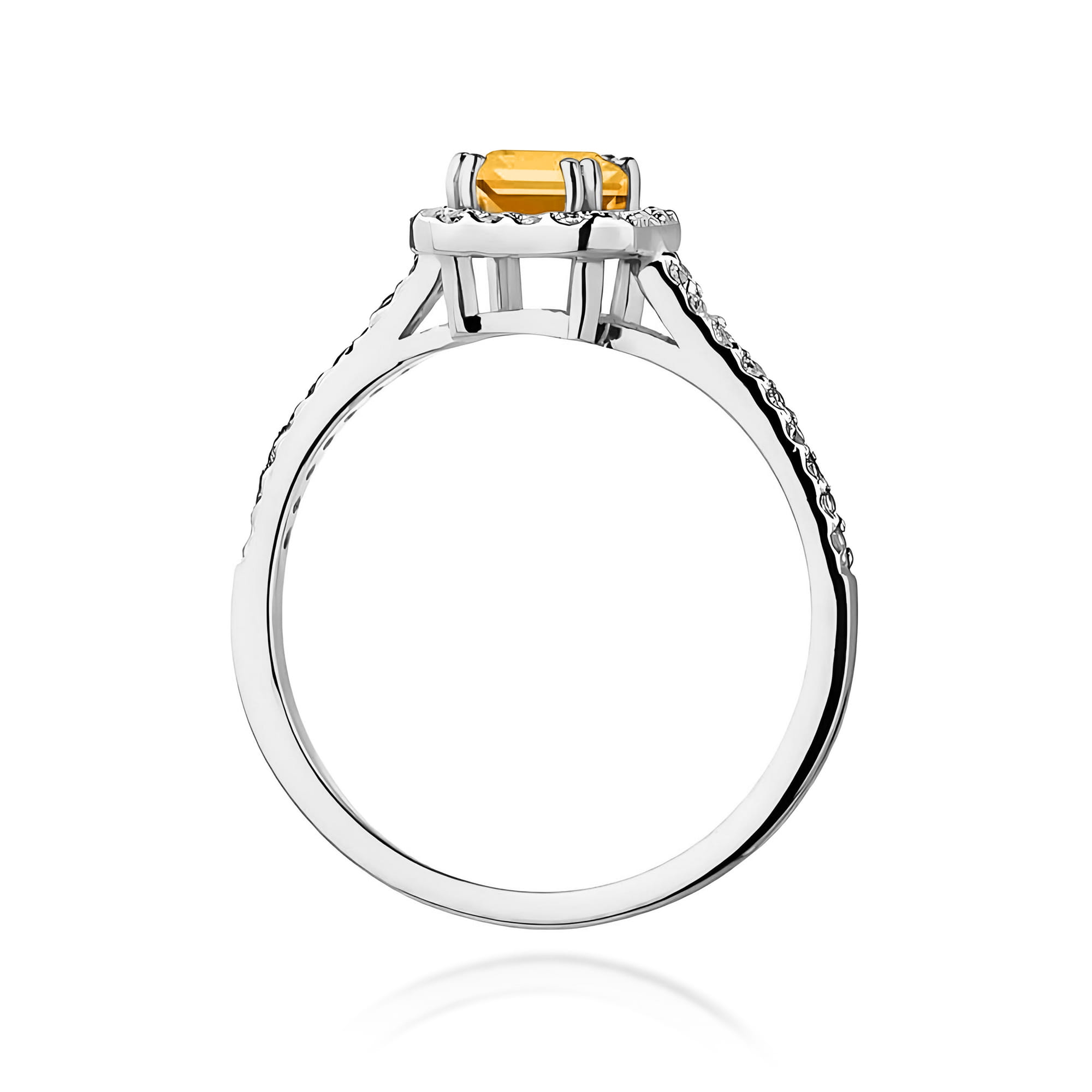 Inel Aur 9K cu Citrin 0.60 ct si Diamante Naturale 0.22 ct