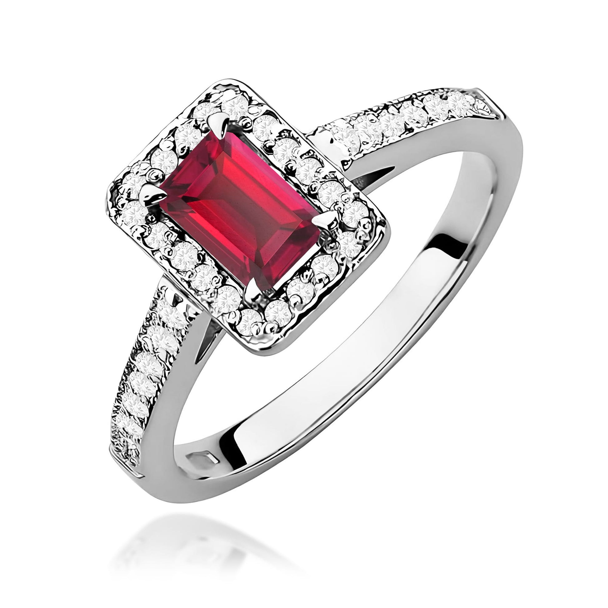 Inel Aur 9K cu Rubin 0.80 ct si Diamante Naturale 0.22 ct