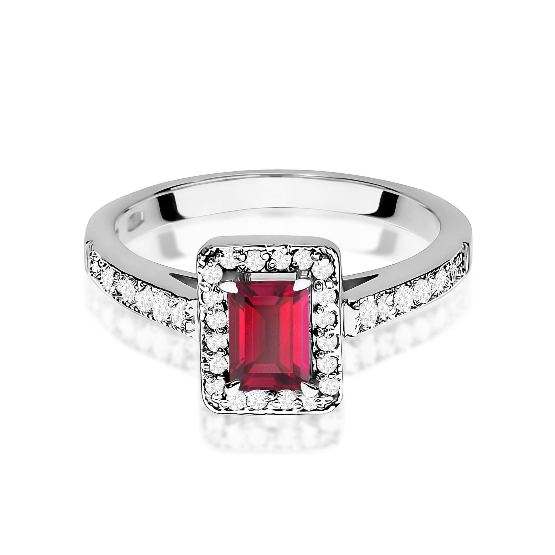 Inel Aur 9K cu Rubin 0.80 ct si Diamante Naturale 0.22 ct