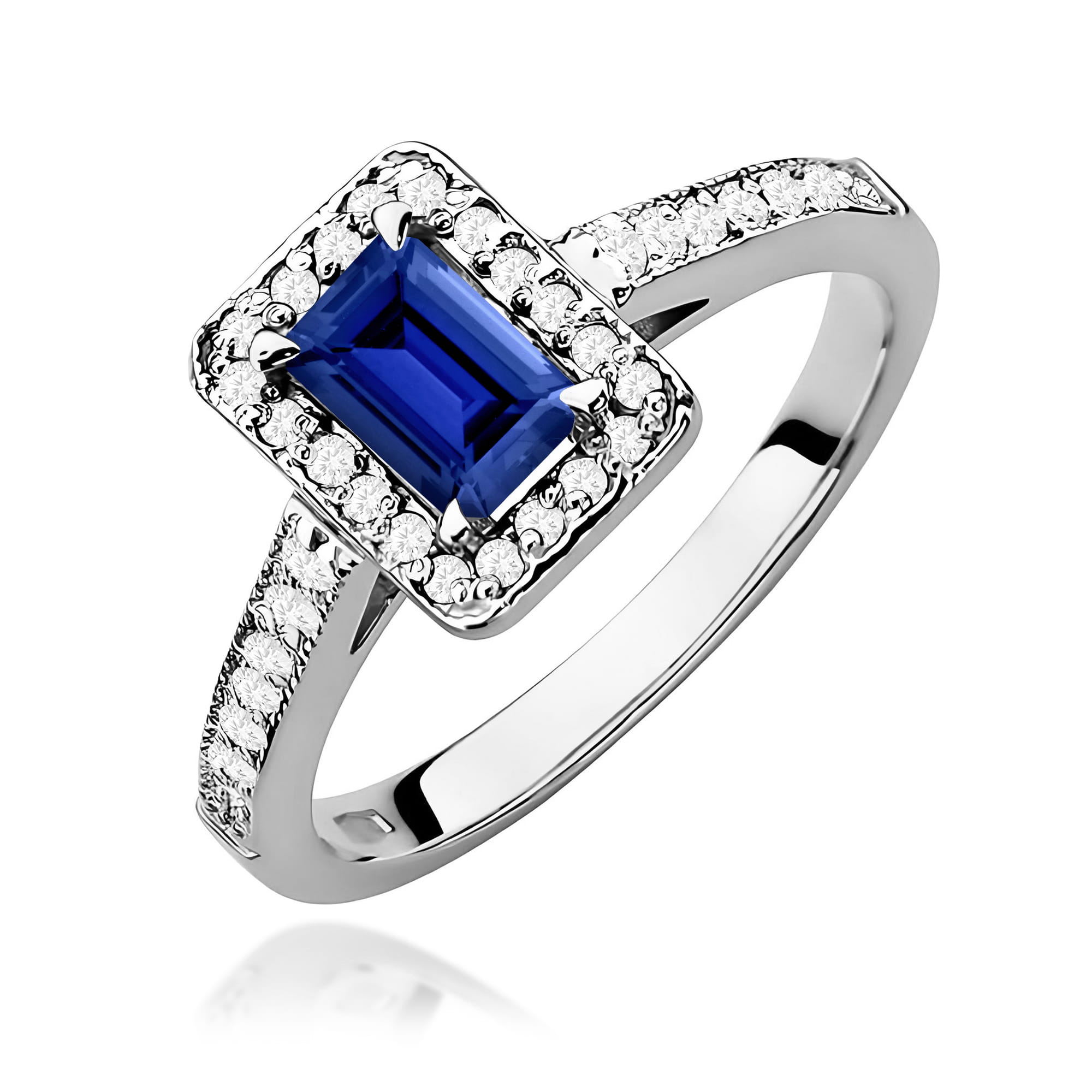 Inel Aur 9K cu Safir 0.60 ct si Diamante Naturale 0.22 ct