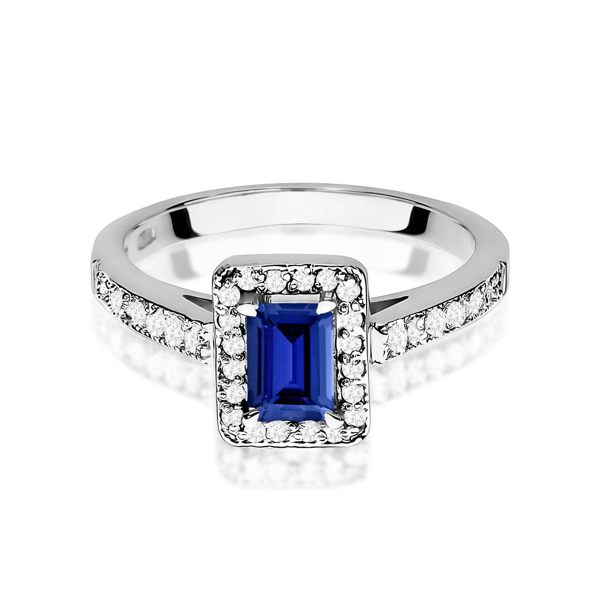 Inel Aur 9K cu Safir 0.60 ct si Diamante Naturale 0.22 ct