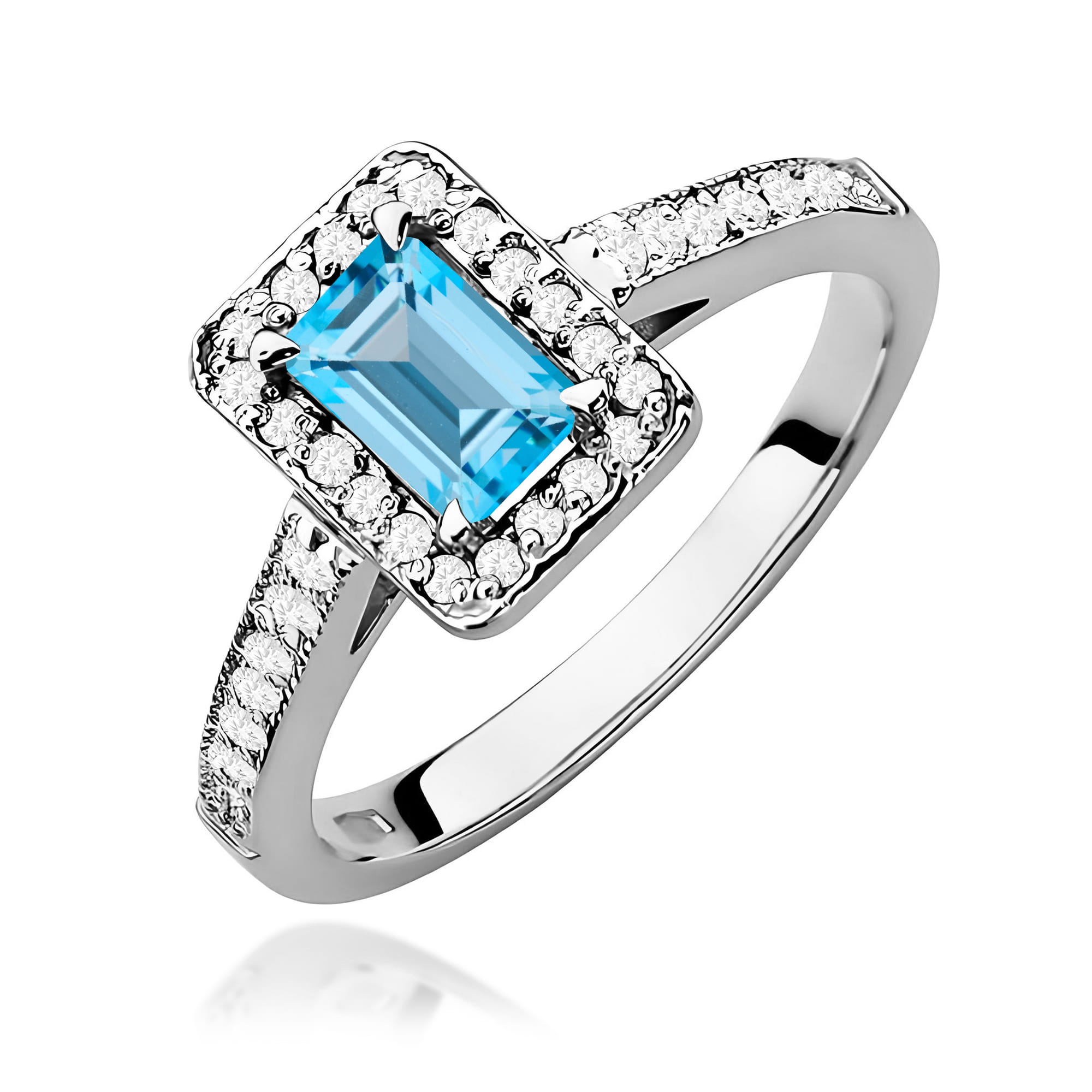 Inel Aur 9K cu Topaz Swiss 0.65 ct si Diamante Naturale 0.22 ct