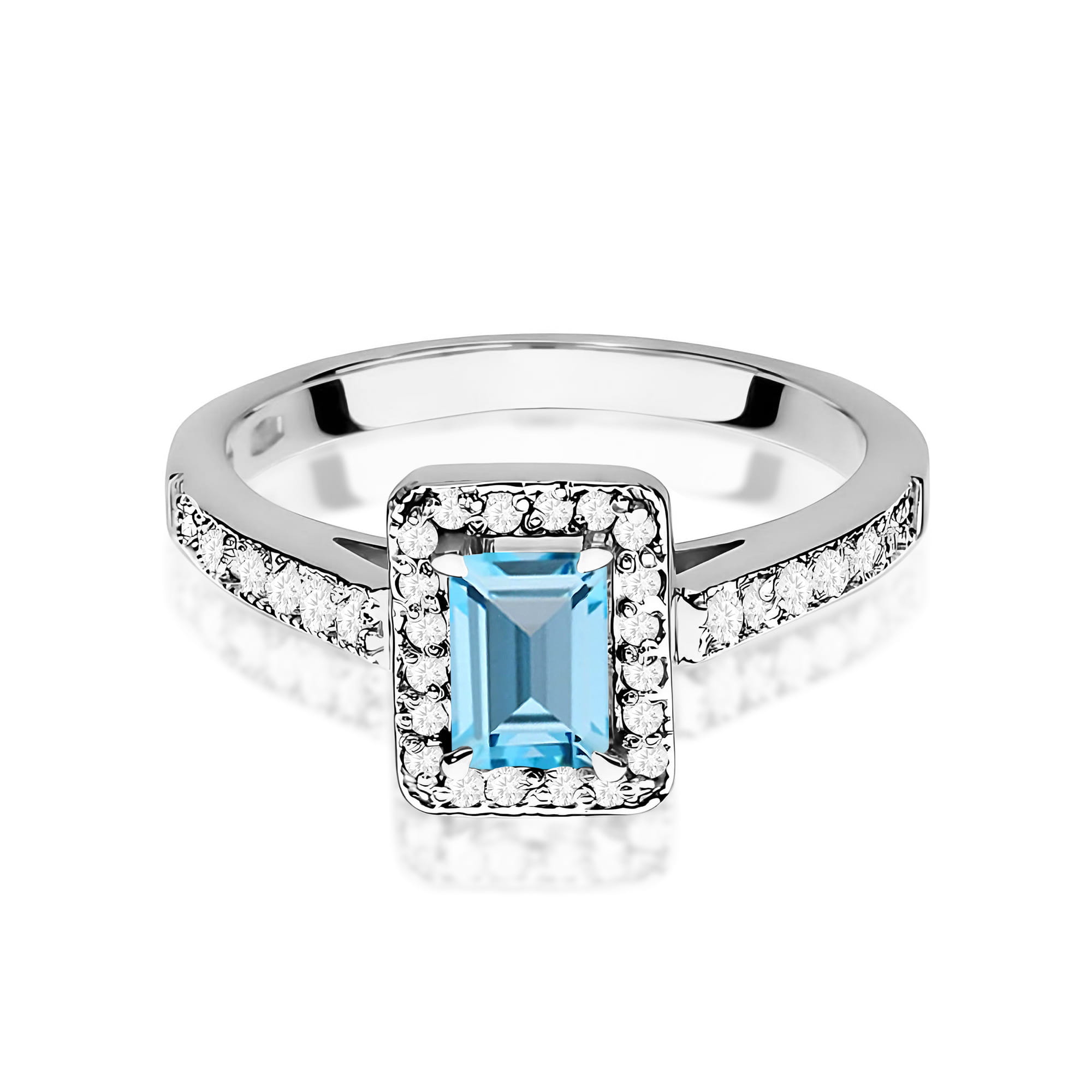 Inel Aur 9K cu Topaz Swiss 0.65 ct si Diamante Naturale 0.22 ct