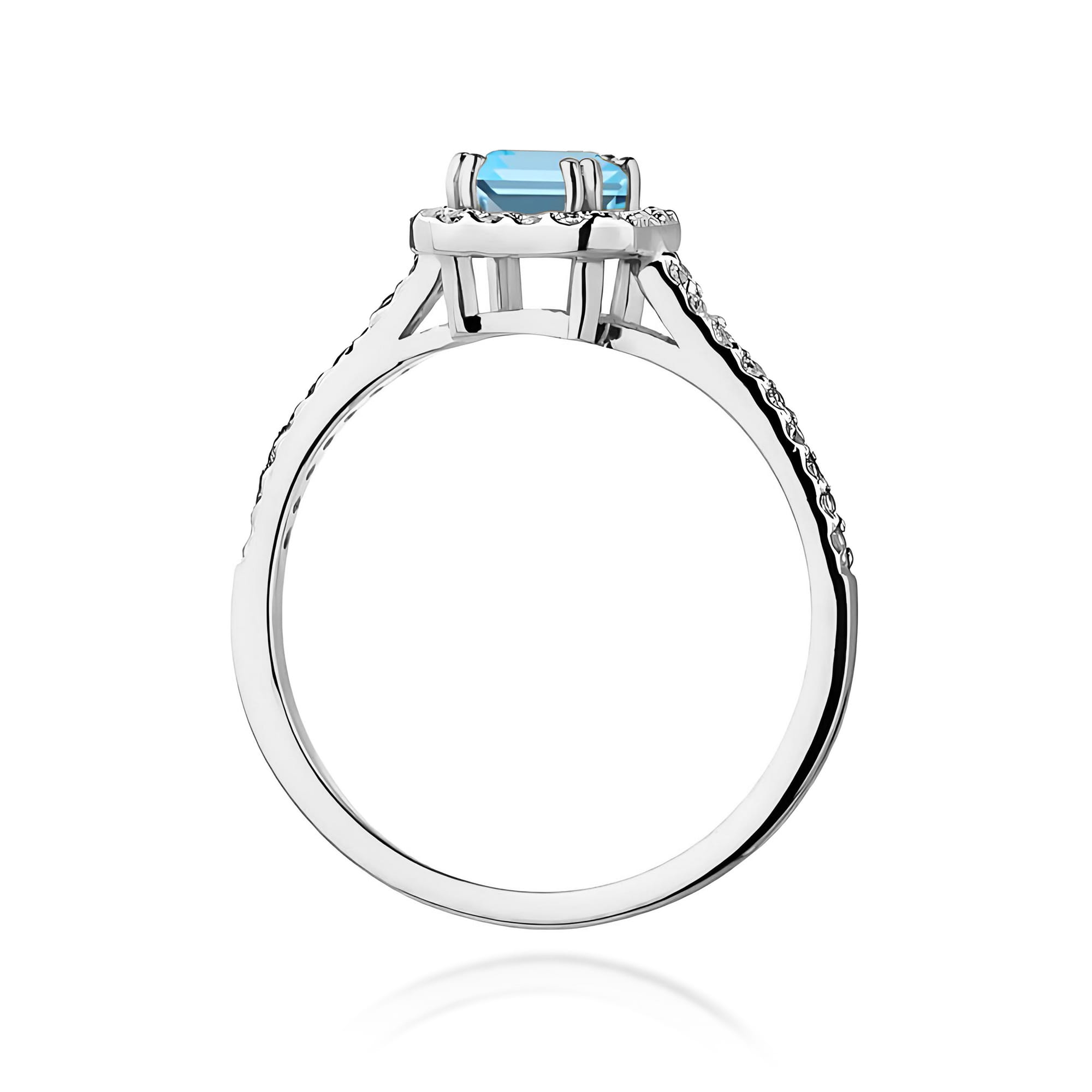 Inel Aur 9K cu Topaz Swiss 0.65 ct si Diamante Naturale 0.22 ct