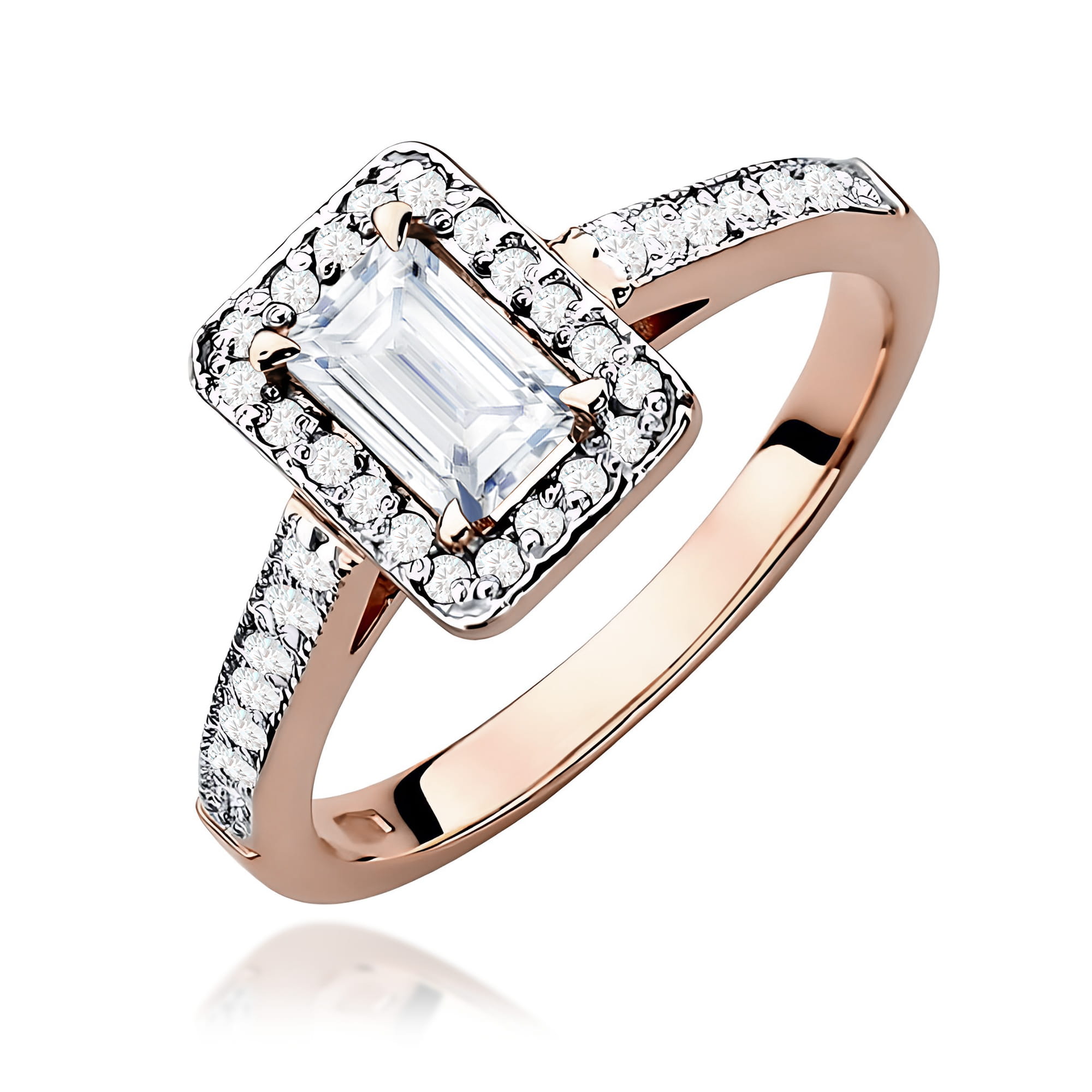 Inel Aur 14K Diamant Cultivat în Laborator 0,60ct Emerald