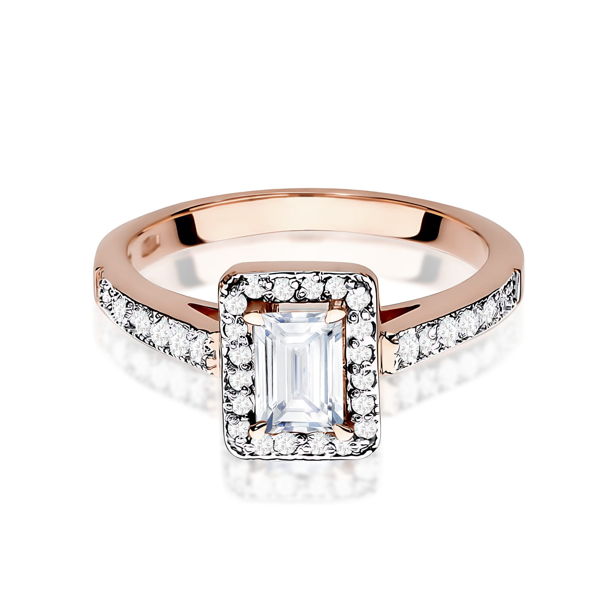 Inel Aur 14K Diamant Cultivat în Laborator 0,60ct Emerald