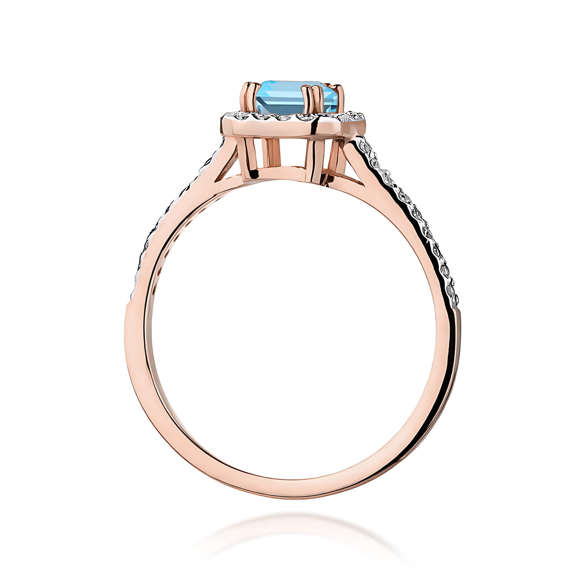 Inel Aur 14K cu Topaz Swiss și Diamante - Model W0422