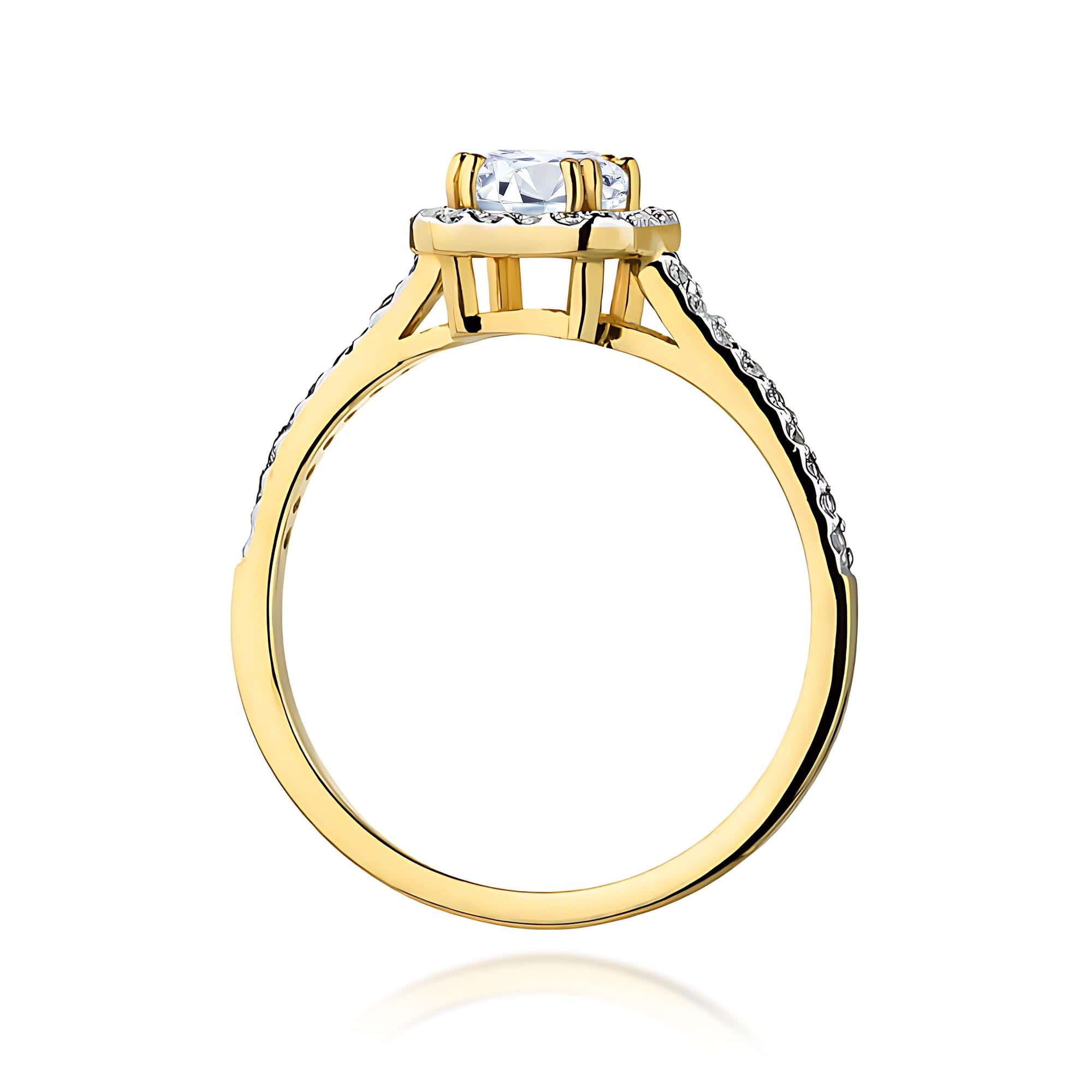 Inel Aur 14K Diamant Cultivat în Laborator 0,60ct Emerald