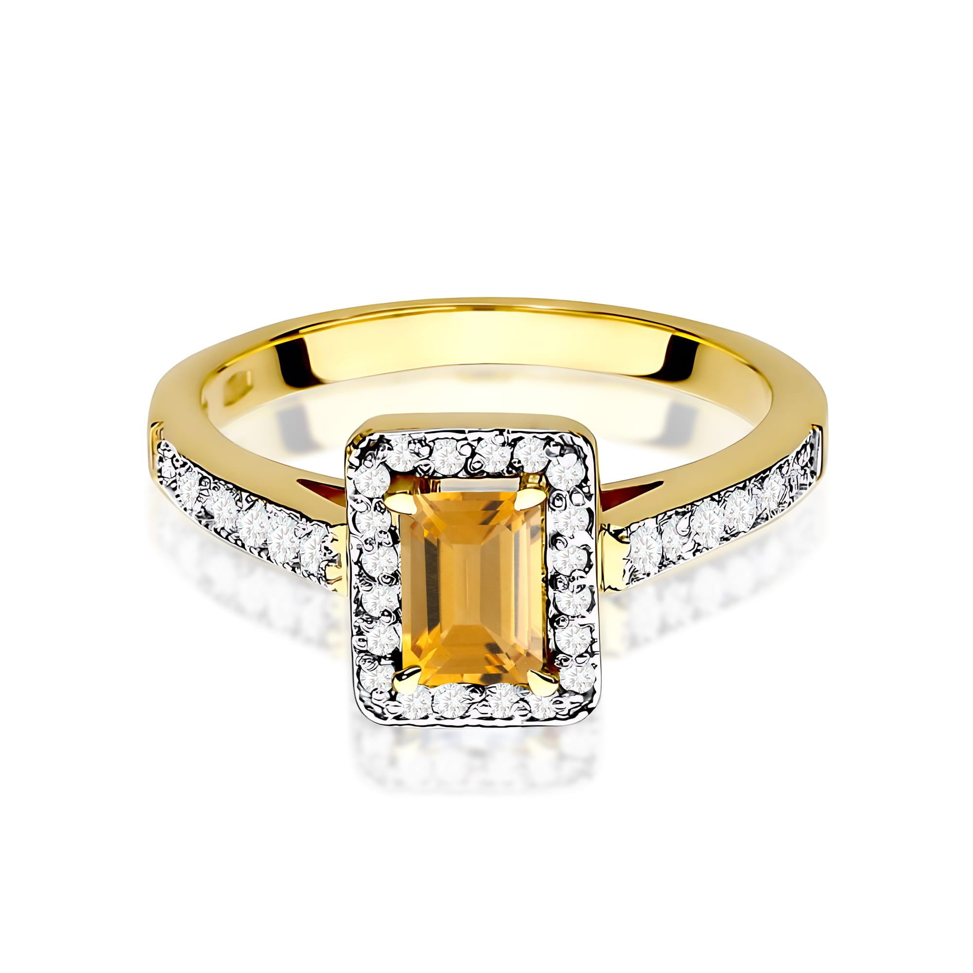 Inel Aur 9K cu Citrin 0.60 ct si Diamante Naturale 0.22 ct