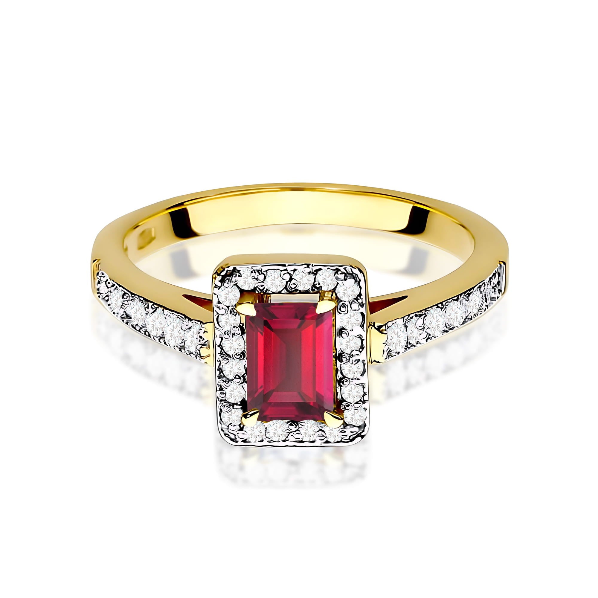 Inel Aur 9K cu Rubin 0.80 ct si Diamante Naturale 0.22 ct