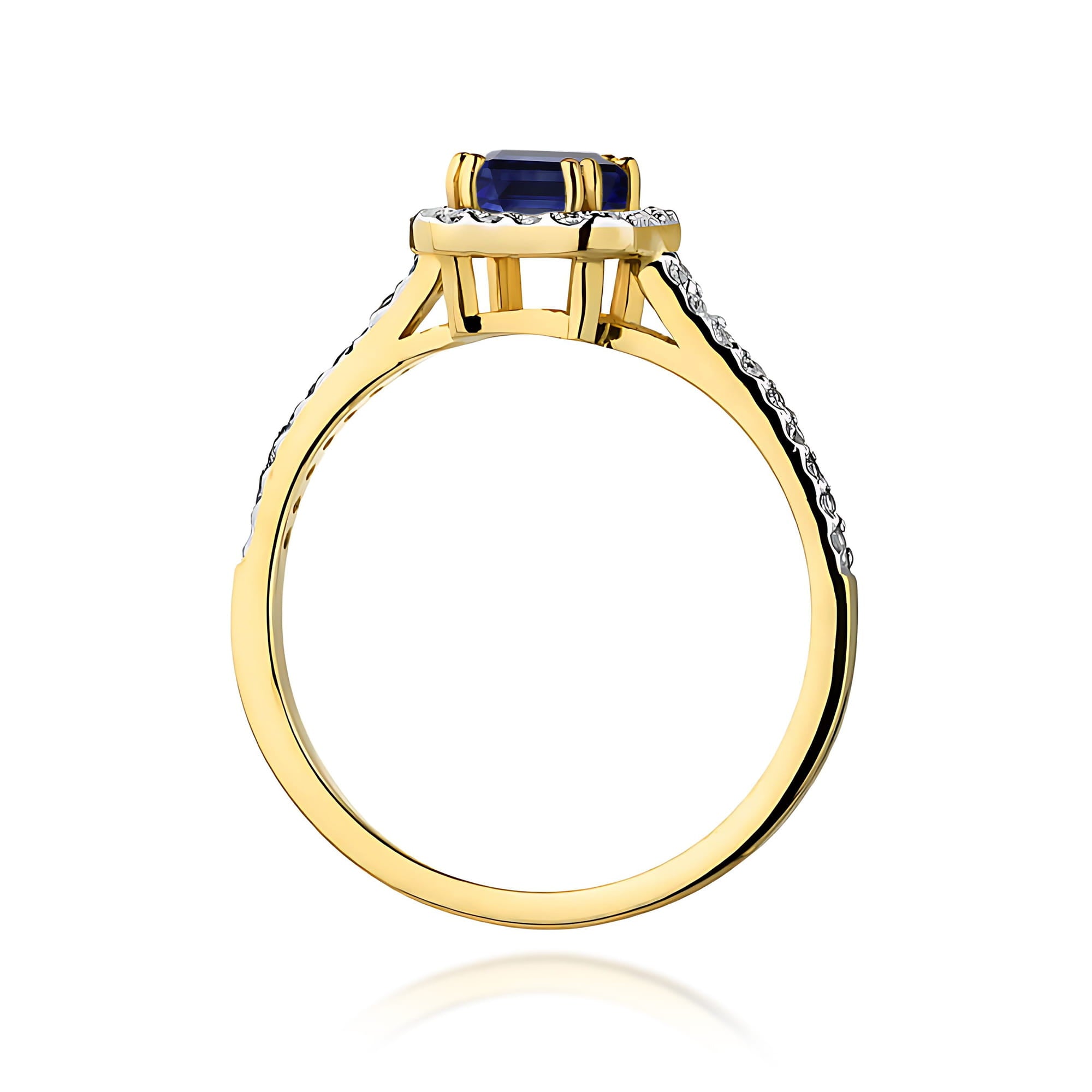 Inel Aur 9K cu Safir 0.60 ct si Diamante Naturale 0.22 ct