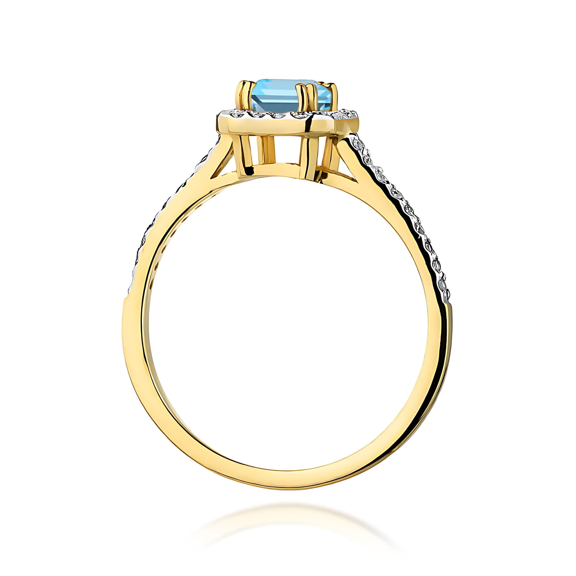 Inel Aur 9K cu Topaz Swiss 0.65 ct si Diamante Naturale 0.22 ct
