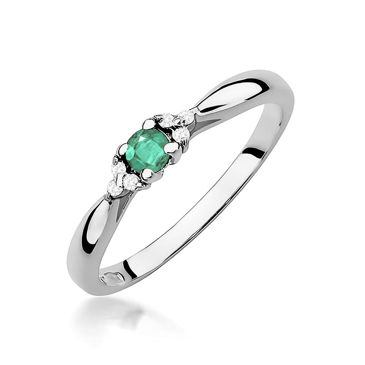 Inel Aur 9K cu Smarald 0.15 ct si Diamante Naturale 0.03 ct