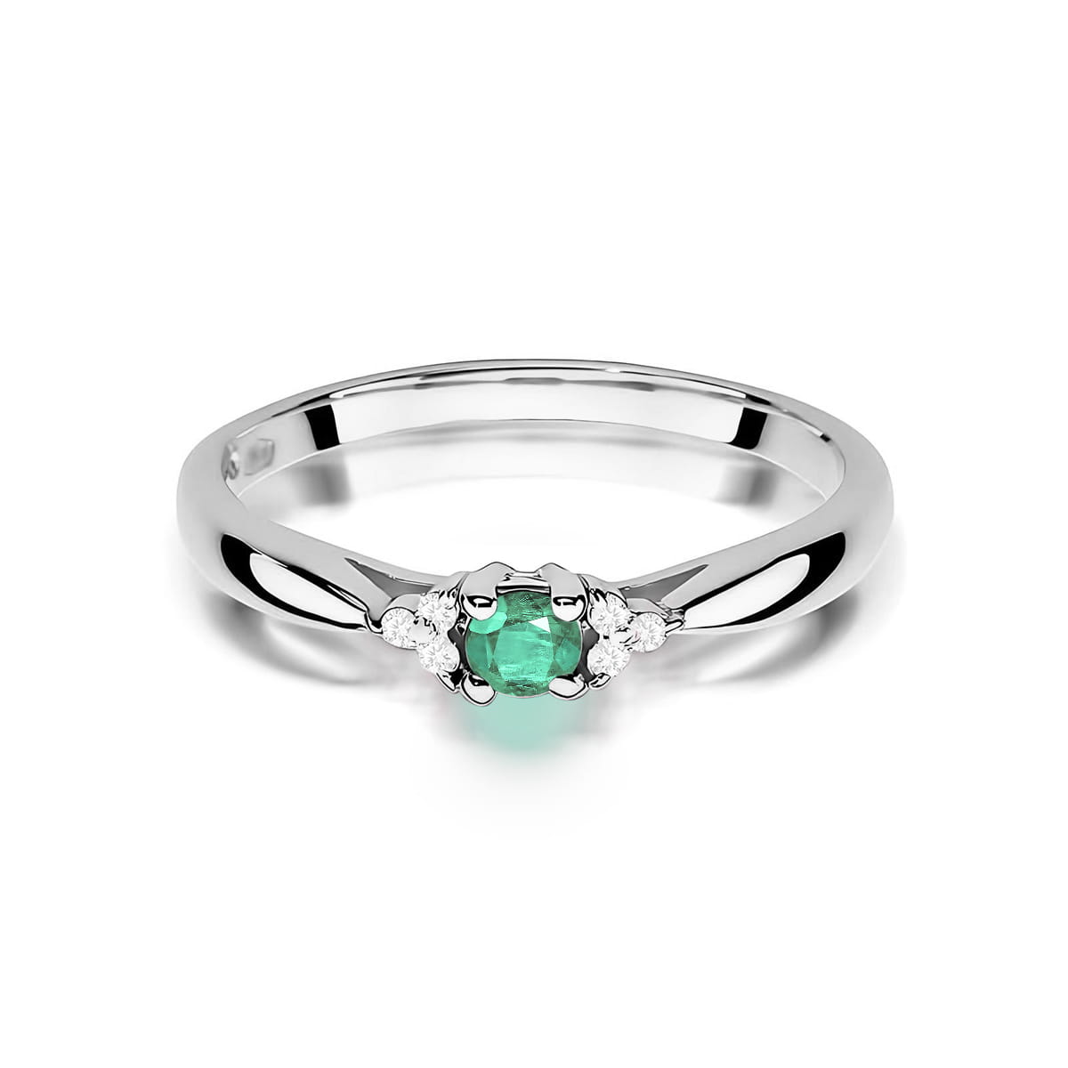 Inel Aur 9K cu Smarald 0.15 ct si Diamante Naturale 0.03 ct