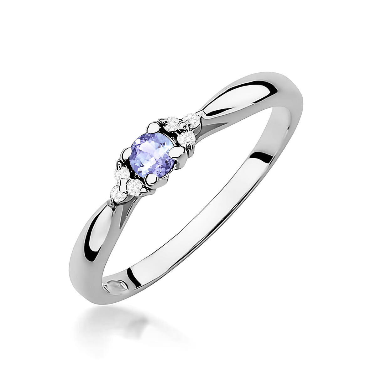 Inel Aur 9K cu Tanzanit 0.15 ct si Diamante Naturale 0.03 ct