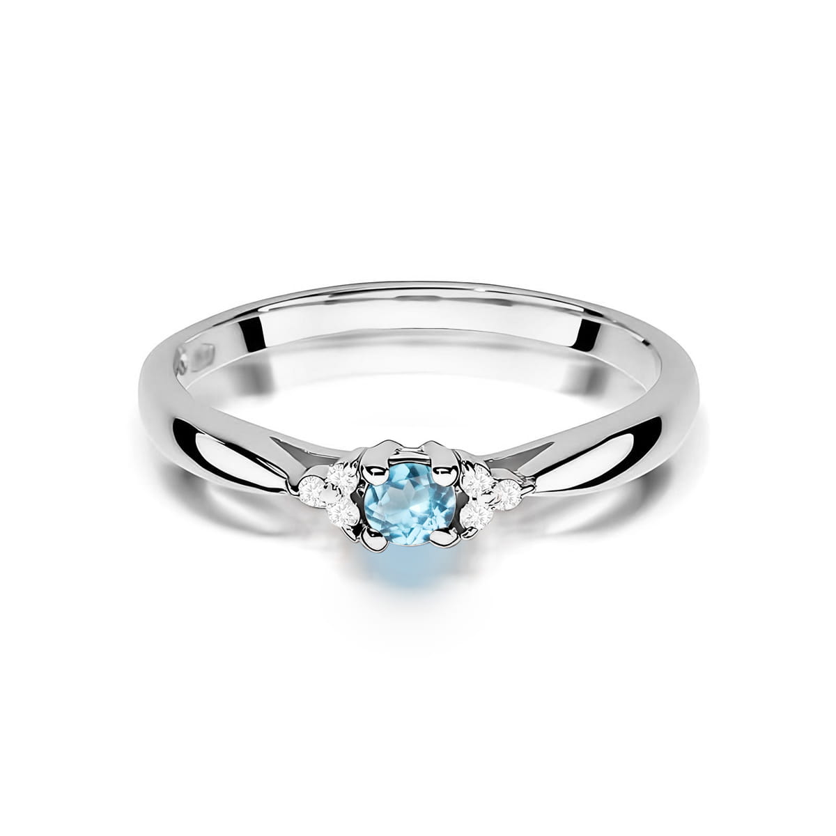 Inel Aur 9K cu Topaz Swiss 0.15 ct si Diamante Naturale 0.03 ct