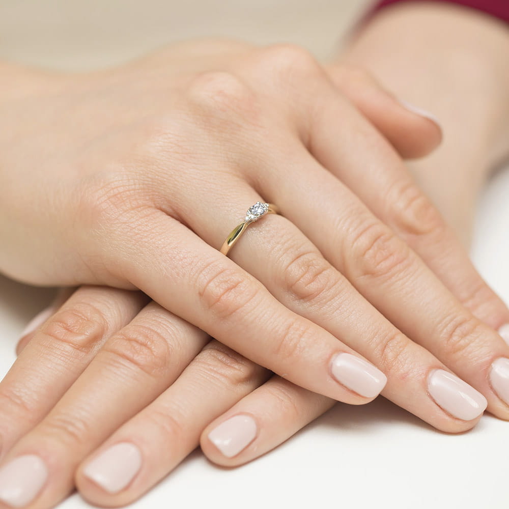 Inel Aur 9K cu Diamante Naturale 0.13 ct