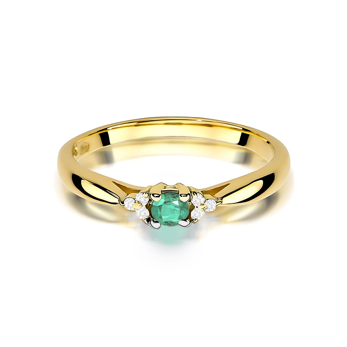 Inel Aur 9K cu Smarald 0.15 ct si Diamante Naturale 0.03 ct