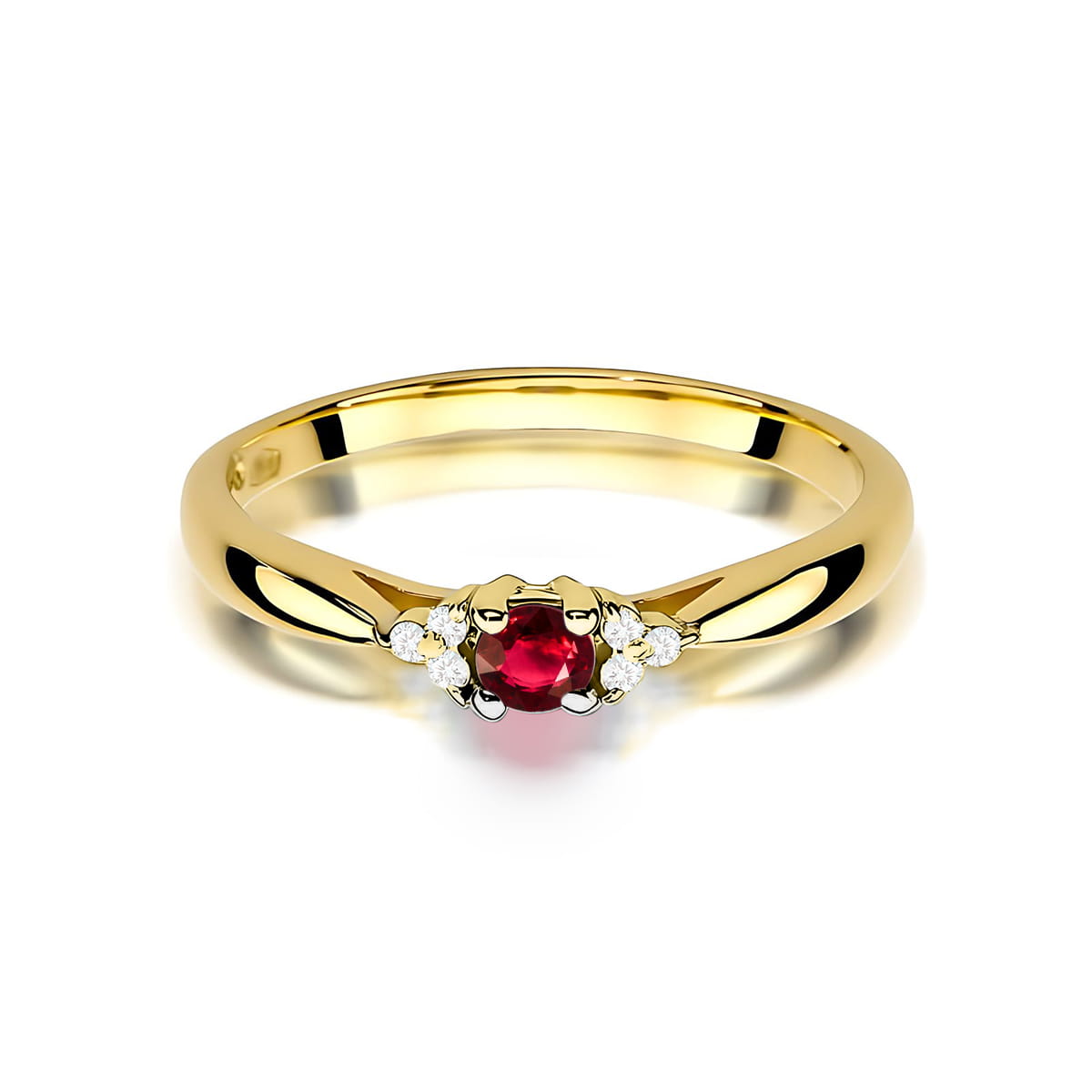 Inel Aur 9K cu Rubin 0.15 ct si Diamante Naturale 0.03 ct