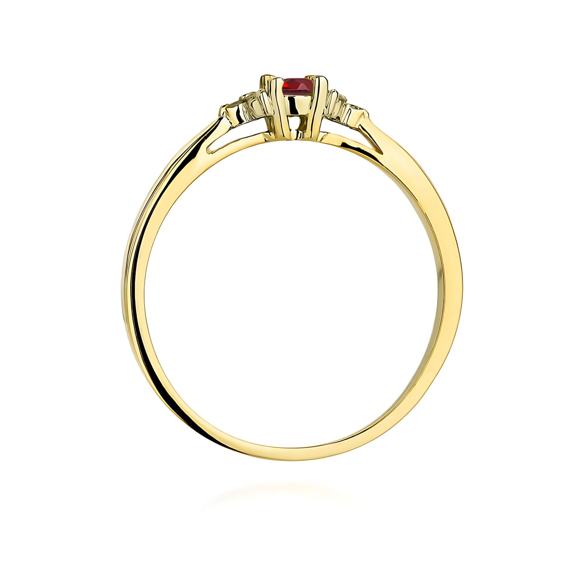 Inel Aur 9K cu Rubin 0.15 ct si Diamante Naturale 0.03 ct