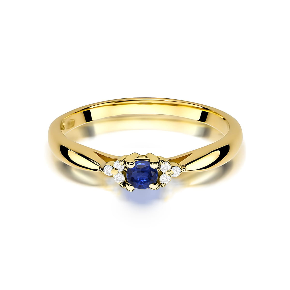 Inel Aur 9K cu Safir 0.15 ct si Diamante Naturale 0.03 ct