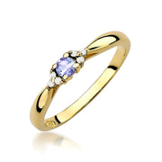 Inel Aur 9K cu Tanzanit 0.15 ct si Diamante Naturale 0.03 ct