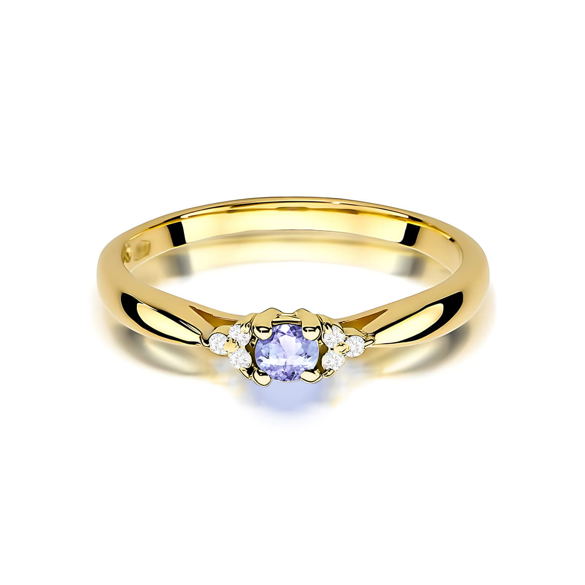 Inel Aur 9K cu Tanzanit 0.15 ct si Diamante Naturale 0.03 ct