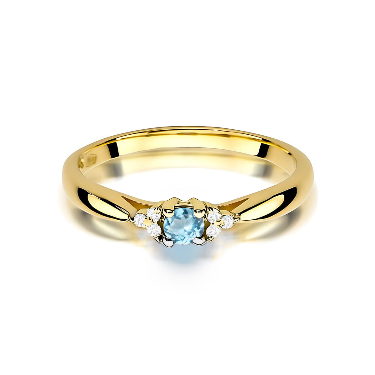 Inel Aur 9K cu Topaz Swiss 0.15 ct si Diamante Naturale 0.03 ct